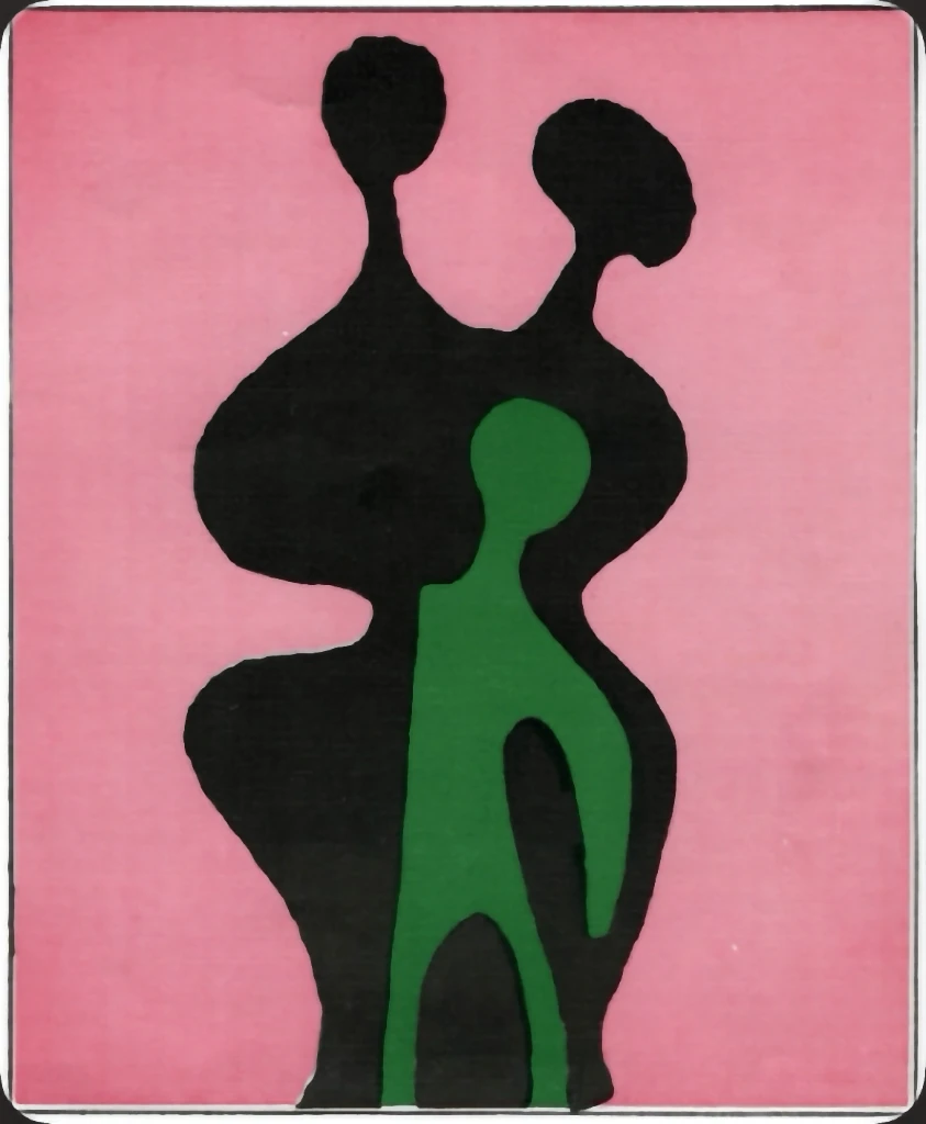 The JRT family logo: two parents and a child, cut from paper